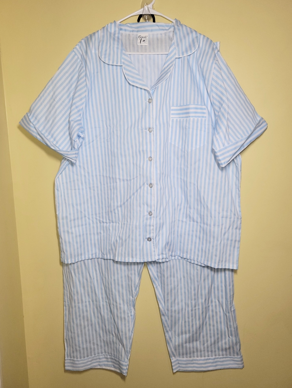 New Carole Vintage Blue Striped Pajama Set 1X